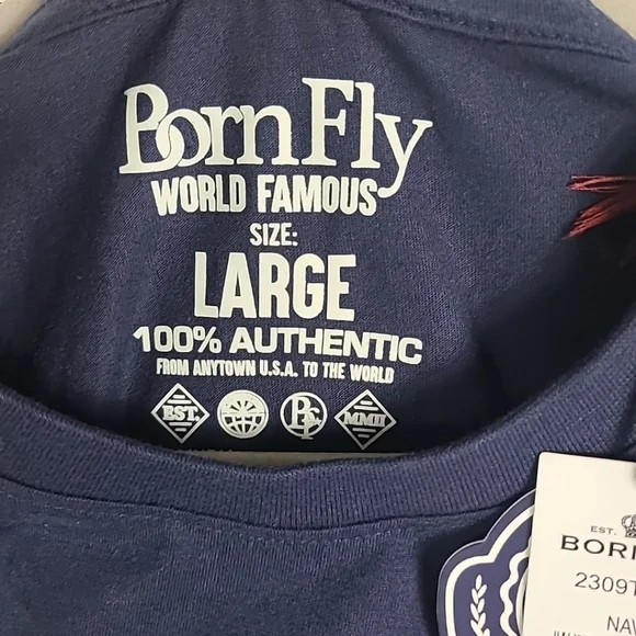 NEW Born Fly Men's Blue 'From Anytown U.S.A To The World' T-Shirt Sz L MSRP $42 - Picture 3 of 5